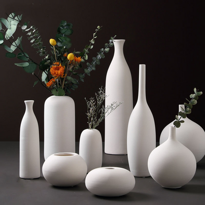 NOLYA White Ceramic Vase Collection